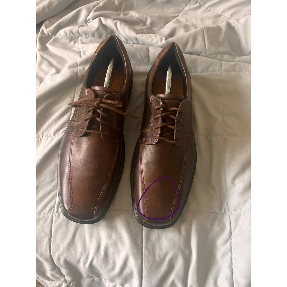 ECCO Helsinki Mens Brown Leather Bike Toe Oxford Dress‎ Shoes Size 46 US 12-12.5